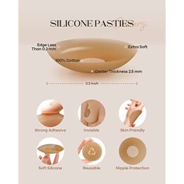 2-Pairs Nipple Cover, Nipple Pasties for Women, Pasties Nipple Covers, Nipple Covers for Women Reusable, Nipple Cover with Travel Box(Coffee)