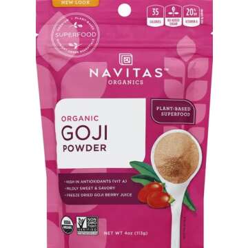 Navitas Organics Goji Powder, 4oz. Bag, 12 Servings — Organic, Non-GMO, Sun-Dried, Sulfite-Free