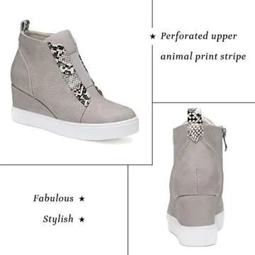 KATLIU Women's Wedge Sneakers in Grey - Stylish Comfort