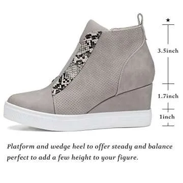 KATLIU Women's Wedge Sneakers in Grey - Stylish Comfort