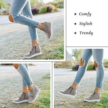 KATLIU Women's Wedge Sneakers in Grey - Stylish Comfort