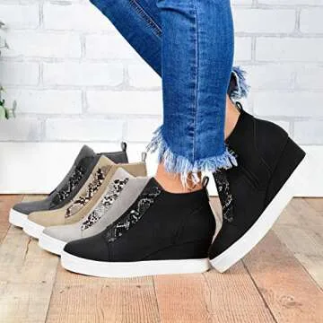 KATLIU Women's Wedge Sneakers in Grey - Stylish Comfort