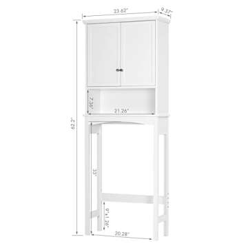 UTEX Over The Toilet Storage Cabinet, Bathroom Above Toilet Cabinet Organizer with Adjustable Shelve...