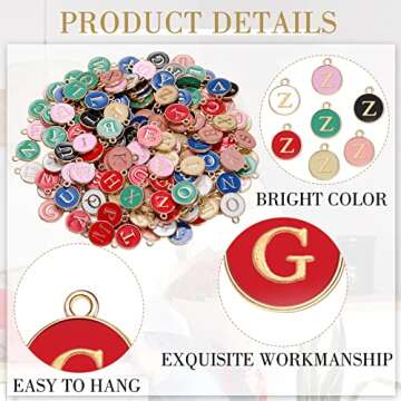 Bucherry 208 Pcs Letter Metal Charms for Jewelry Making Mix Initial Double Side Charms for DIY Bracelet Necklace Making, 8 Colors