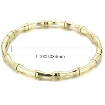Jude Jewelers Stainless Steel Bamboo Style Classic Plain Open Clasp Bangle Bracelet (Gold)