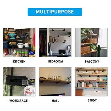 Classic Shelf Bracket 10 inch Floating Bracket for Shelves Anti-Rust Solid Rustic Shelf Brackets Matte Black Well-Made Industrial Iron Style Wall Farmhouse Brace for DIY (6-Pack Hardware Only)