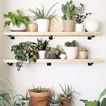 Classic Shelf Bracket 10 inch Floating Bracket for Shelves Anti-Rust Solid Rustic Shelf Brackets Matte Black Well-Made Industrial Iron Style Wall Farmhouse Brace for DIY (6-Pack Hardware Only)