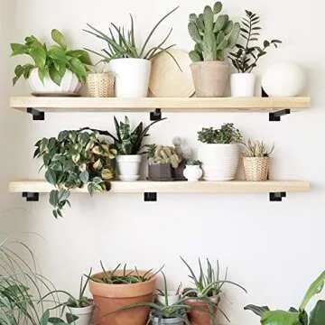 Classic Shelf Bracket 10 inch Floating Bracket for Shelves Anti-Rust Solid Rustic Shelf Brackets Matte Black Well-Made Industrial Iron Style Wall Farmhouse Brace for DIY (6-Pack Hardware Only)