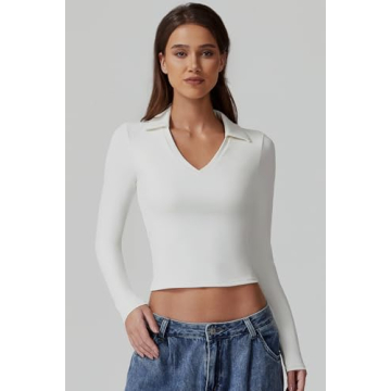 QINSEN Women's V Neck Polo Shirt Comfortable Stylish