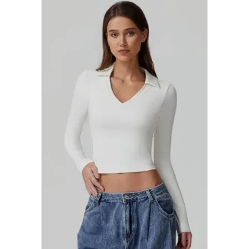 QINSEN Women's V Neck Polo Shirt Comfortable Stylish