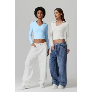 QINSEN Women's V Neck Polo Shirt Comfortable Stylish