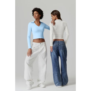 QINSEN Women's V Neck Polo Shirt Comfortable Stylish