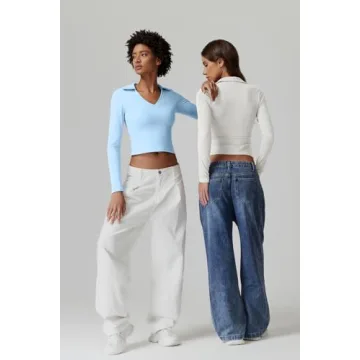 QINSEN Women's V Neck Polo Shirt Comfortable Stylish