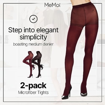 MeMoi Control Top Microfiber Tights 2 Pack for Women