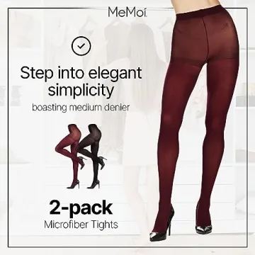 MeMoi Control Top Microfiber Tights 2 Pack for Women