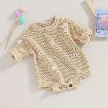 Cute Newborn Baby Girl Sweater Romper - Fashionable & Comfy