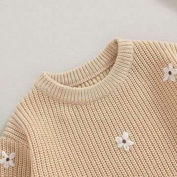 bebeshopdelageyhu Newborn Baby Girl Sweater Romper Bubble Knit Flower Oversized Sweatshirt Pullover Infant Warm Outfits (0-3 Months,Apricot)