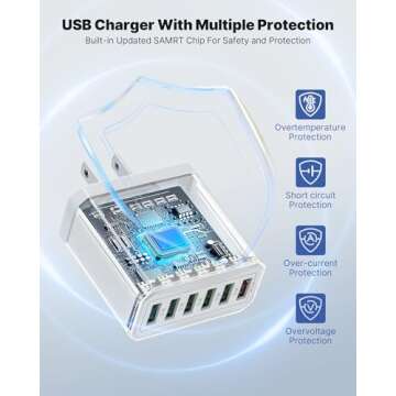 Powerful 33W USB Wall Charger 6-Port for Fast Charging