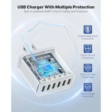 Powerful 33W USB Wall Charger 6-Port for Fast Charging