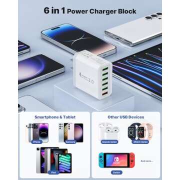 Powerful 33W USB Wall Charger 6-Port for Fast Charging