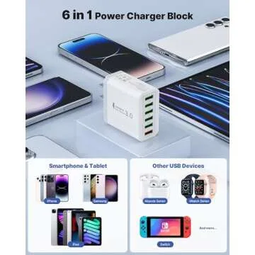 Powerful 33W USB Wall Charger 6-Port for Fast Charging