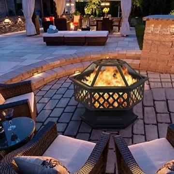 Stylish 24in Hexagon Fire Pit for Patio and Garden