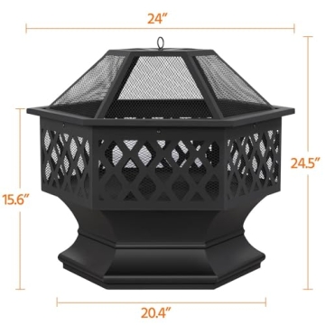 Stylish 24in Hexagon Fire Pit for Patio and Garden
