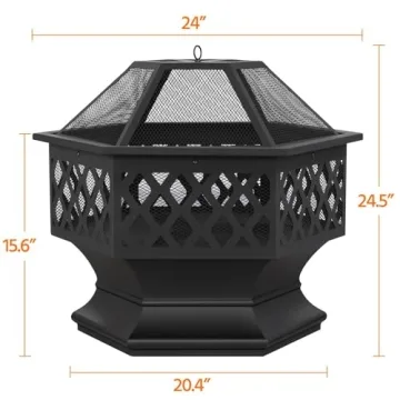 Stylish 24in Hexagon Fire Pit for Patio and Garden