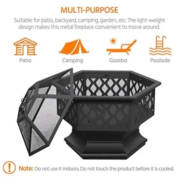 Stylish 24in Hexagon Fire Pit for Patio and Garden