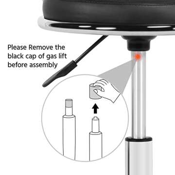 Yaheetech Rolling Swivel Salon Stool Chair Nail Chair Height Adjustable Home Spa Massage Manicure Facial Stool with Backrest and Wheels, Black