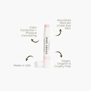 Sheer Miracle Wide Awake Dark Circle Concealer, Pink Brightens Under Eye Area, Vegan & Organic Eye Brightening Color Corrector, Light – Medium Skin Tone, 2g