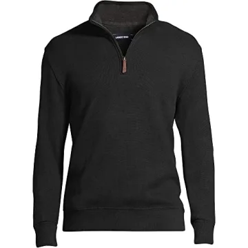 Lands' End Men's Bedford Rib Quarter Zip Cotton Sweater