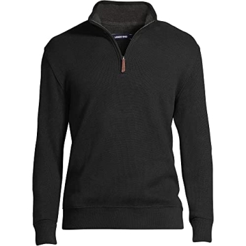 Lands' End Men's Bedford Rib Quarter Zip Cotton Sweater