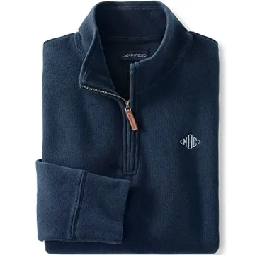 Lands' End Men's Bedford Rib Quarter Zip Cotton Sweater