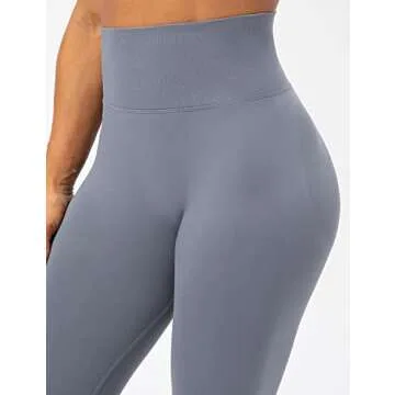 Lavento Women's Scrunch Butt Lifting Seamless Leggings - Tummy Control Gym Workout Legging (Ice Gray, 8)