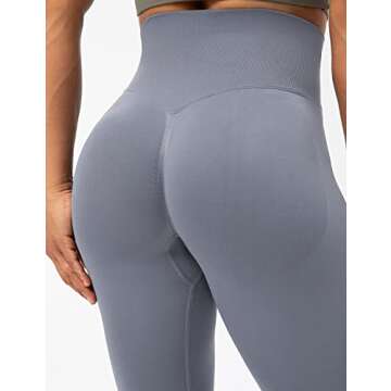 Lavento Women's Scrunch Butt Lifting Seamless Leggings - Tummy Control Gym Workout Legging (Ice Gray, 8)