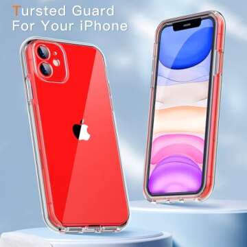 COOLQO Compatible with iPhone 11 Phone Case, with [Tempered Glass Screen Protector] for iPhone 11 Case [Hard PC+Soft TPU] Military Grade Drop Protection Shockproof Bumper Cover for iPhone 11, Clear