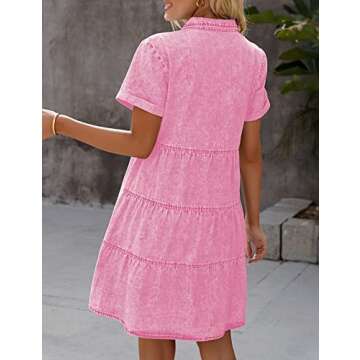 LookbookStore Pink Dresses for Women Valentine's Day Dress Pink Heart Love Print Dress Valentines Da...