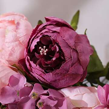 Duovlo Fake Flowers Vintage Artificial Peony Silk Flowers Wedding Home Decoration,Pack of 1 (New Sweetened Bean)