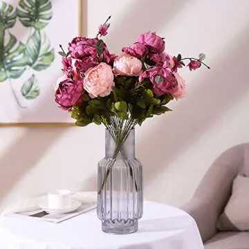 Duovlo Fake Flowers Vintage Artificial Peony Silk Flowers Wedding Home Decoration,Pack of 1 (New Sweetened Bean)