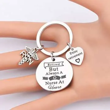 UJIMS RN Nurse Keychain Registered Nurse Gifts Retired But Always A Nurse At Heart Enjoy Retirement Jewelry (RN Nurse Keychain)