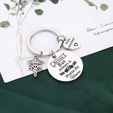 UJIMS RN Nurse Keychain Registered Nurse Gifts Retired But Always A Nurse At Heart Enjoy Retirement Jewelry (RN Nurse Keychain)