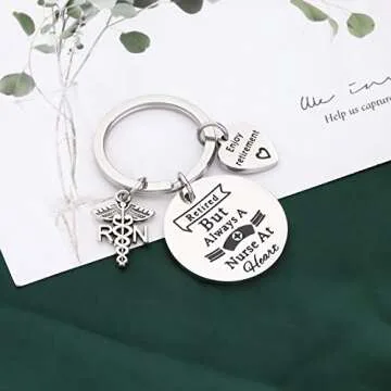 UJIMS RN Nurse Keychain Registered Nurse Gifts Retired But Always A Nurse At Heart Enjoy Retirement Jewelry (RN Nurse Keychain)