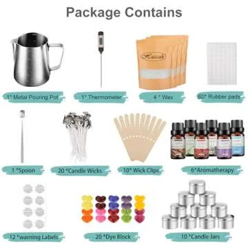 Haccah Complete Candle Making Kit,Candle Making Supplies,DIY Arts and Crafts Kits for Adults,Beginners,Kids Including Wax, Wicks, 6 Kinds of Scents,Dyes,Melting Pot,Candle tins