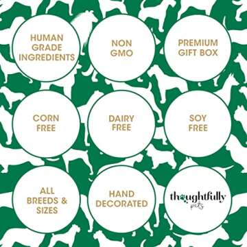 Thoughtfully Pets, Puppy Love Gourmet Dog Cookie Gift Set, Ginger Flavored Crunchy Dog Treats in Bone Shapes, Great for Dog Valentine's Day, Set of 8