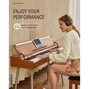 Donner DDP-80 PLUS Digital Piano 88 Key Weighted Keyboard, Home Electric Piano, Supports USB-MIDI & Headphones Connection, Semi-open Cover Designed, with Metal Three Pedal, Power Adapter