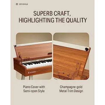 Donner DDP-80 PLUS Digital Piano 88 Key Weighted Keyboard, Home Electric Piano, Supports USB-MIDI & Headphones Connection, Semi-open Cover Designed, with Metal Three Pedal, Power Adapter