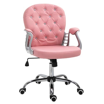 Vinsetto PU Leather Home Office Chair - Stylish Pink with Adjustable Height