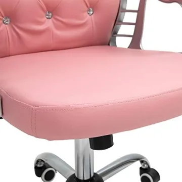 Vinsetto PU Leather Adjustable Home Office Chair in Pink