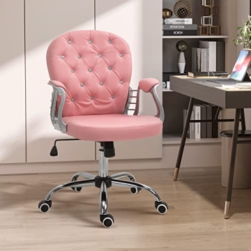 Vinsetto PU Leather Adjustable Home Office Chair in Pink
